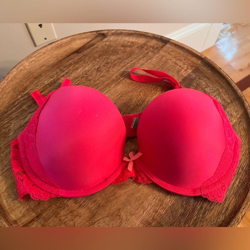 Victoria's Secret Hot Pink Lace Bra with Adjustable Straps